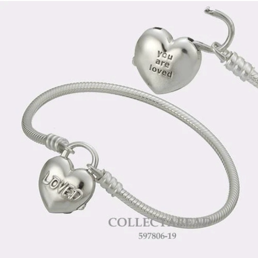 NWT Pandora Sterling Silver “Loved” Heart Padlock Bracelet - Picture 2 of 4